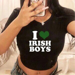 I Love Irish Boys Cropped Baby Tee